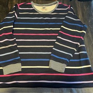 Vintage 2x Striped Lands End Serious Sweats Crew Neck Sweatshirt!